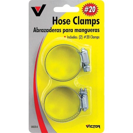 Victor Victor 3/4 in to 1-3/4 in. SAE 20 Silver Hose Clamp Metal Band, PK2 22-5-00020-8